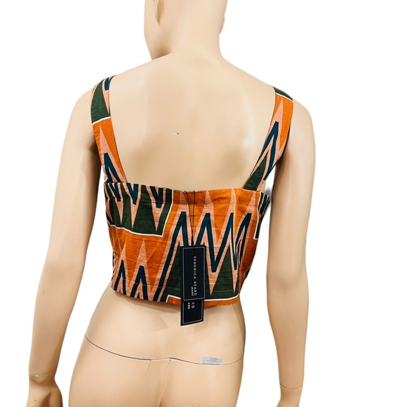 Veronica Beard NEW Tiffany Cropped Top Size L Multi Color Linen Cotton Blend - Picture 10 of 15